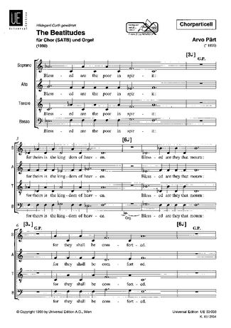 Beatitudes : For SATB Choir and Organ.