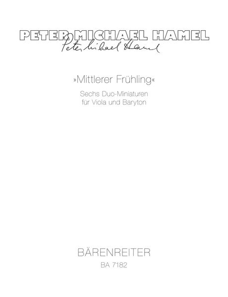 Mittlerer Frühling : Six Miniatures For Viola and Baryton.