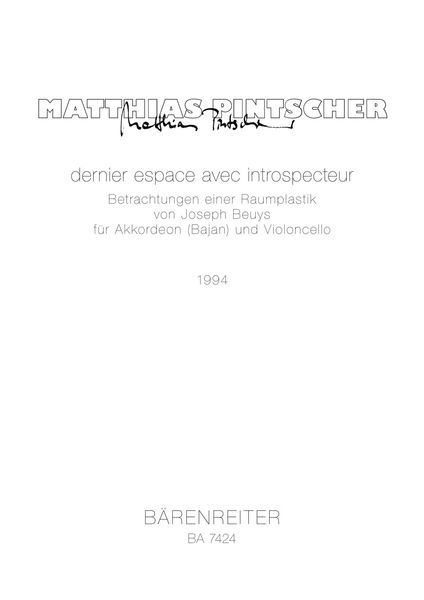 Dernier Espace Avec Introspecteur : For Accordion and Cello (1994).