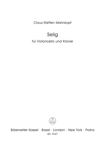 Selig : For Cello and Piano (1995).