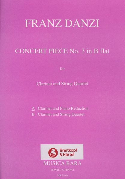 Concert Piece No. 3 In B Flat Major : For Clarinet and String Quartet - Piano reduction.