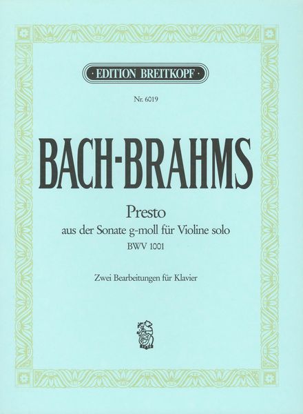 Presto Nach J. S. Bach : For Piano.