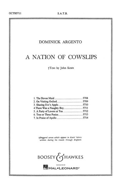 A Nation Of Cowslips, No. 5 : A Party Of Lovers At Tea (For SATB Choir A Cappella).