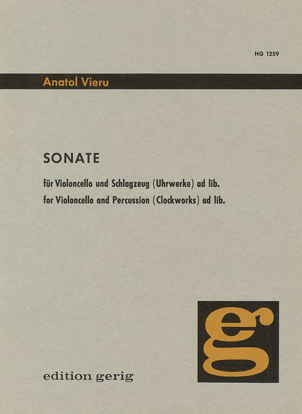 Sonata : For Cello (With Percussion Ad Lib.).