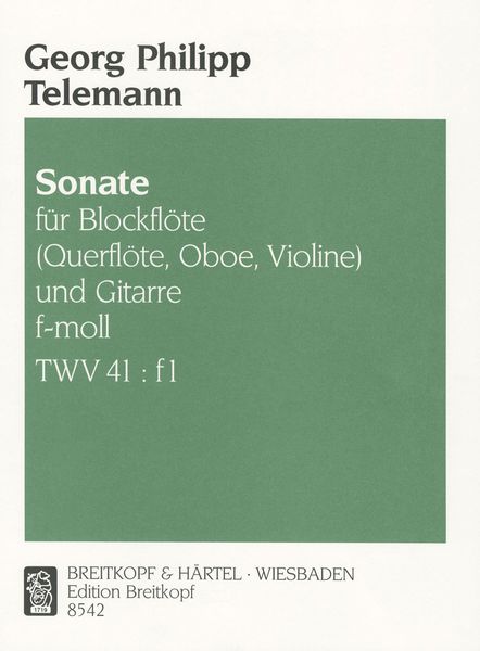Sonate F-Moll : For Recorder and Continuo - arranged For Recorder and Guitar.