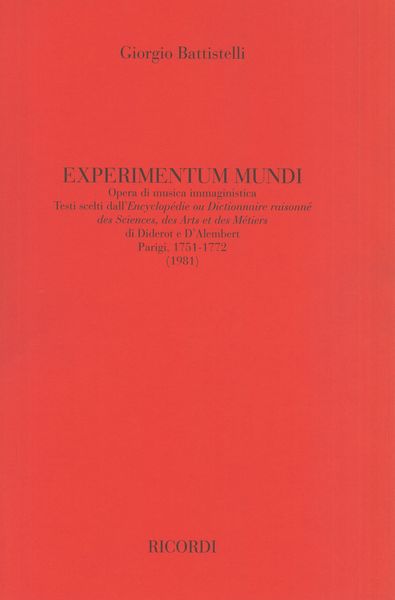 Experimentum Mundi : Opera Di Musica Immaginistica (1981).