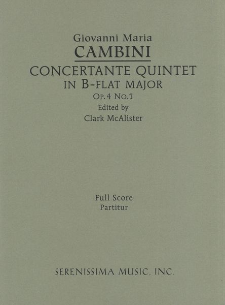 Concertante Quintet No. 1 In Bb, Op. 4/1 : For Flute, Oboe, Clarinet, Horn & Bassoon.