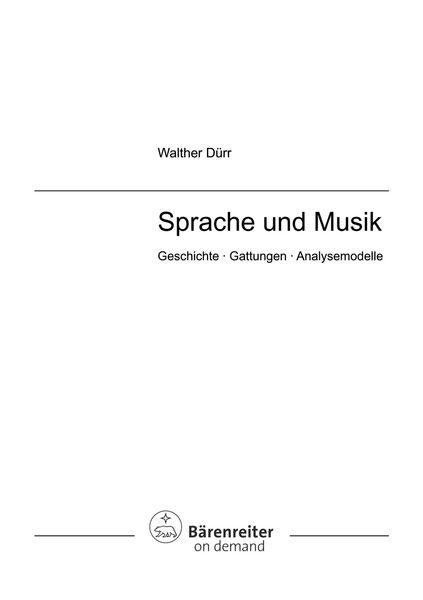 Sprache und Musik : Geschichte, Gattungen, Analysemodelle.