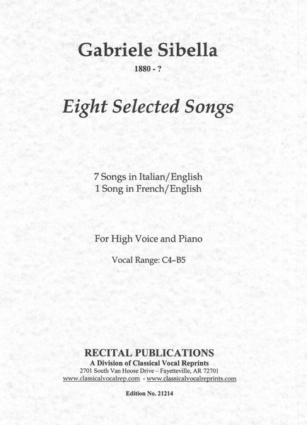 Eight Selected Songs : For High Voice And Piano.