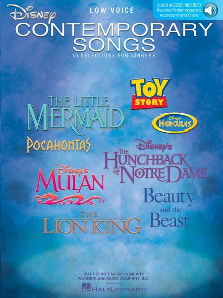 Disney Contemporary Songs : 10 Selections For Singers / Low Voice.