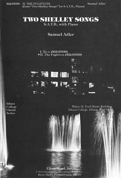 Fugitives : For SATB Choir and Piano (No. 2 Of Two Shelley Songs).