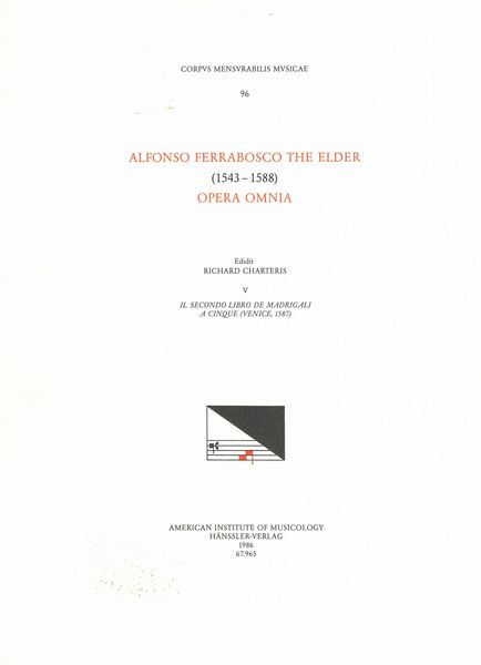 Opera Omnia, Vol. 5 : Secondo Libro De Madrigali A Cinque / Ed. Richard Charteris.