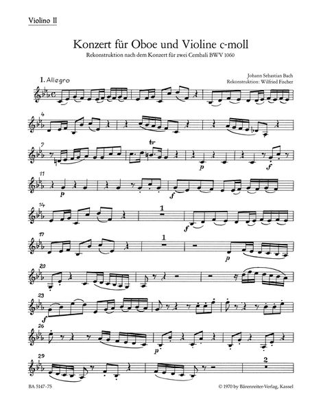 Concerto In C Minor, BWV 1060 : For Violin, Oboe, and Strings - Violin 2 Part.