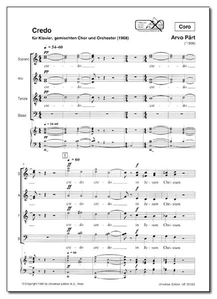 Credo : Für Klavier, Gemischten Chor Und Orchester (1968) - Piano Reduction.