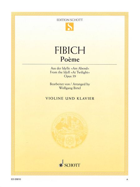 Poeme, Aus der Idylle Am Abend, Op. 39 : For Violin and Piano / arranged by Wolfgang Birtel.