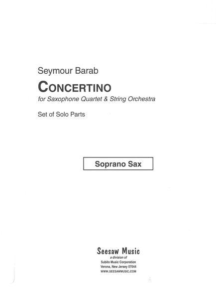 Concertino : For Saxophone Quartet and String Orchestra - Set of Solo Parts.