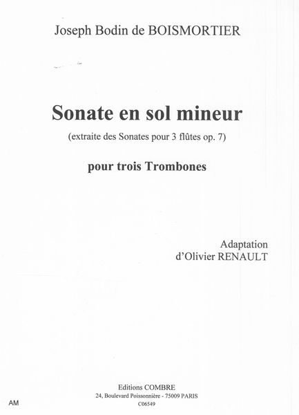 Sonate En Sol Mineur : Pour Trois Trombones / Arranged By Olivier Renault.