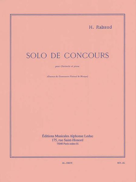 Solo De Concours : Pour Clarinette Et Piano.