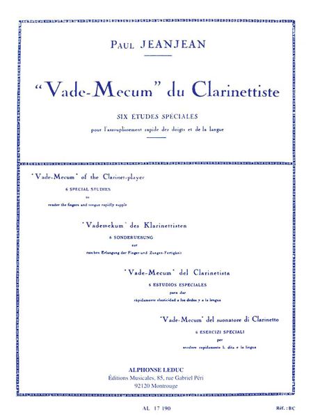 Vade-Mecum Du Clarinettiste : Six Etudes Speciales.