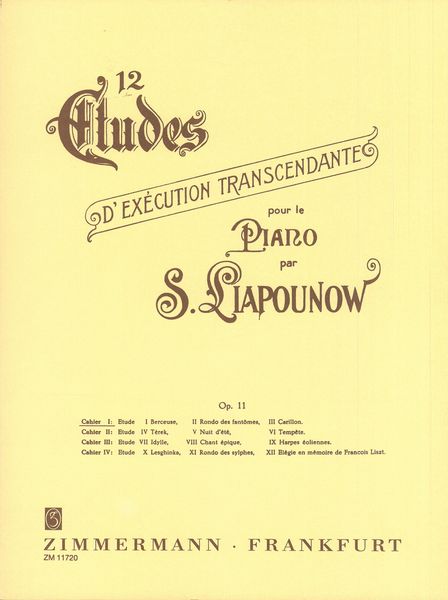 Douze Etudes d'Execution Transcendantes Pour le Piano, Op. 11 : Cahier I.