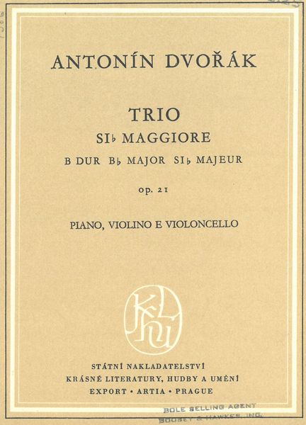 Trio In Bb Major Op. 21 : For Piano, Violin and Violoncello.