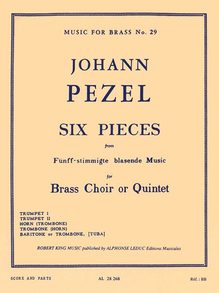Six Pieces From Fünff-Stimmigte Blasende Music : For 2 Trumpets, Horn (Trb), Trombone & Tuba (Trb).