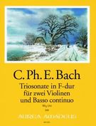 Triosonate In F-Dur, Wq 154 : Für Zwei Violinen und Basso Continuo / Ed. Bernhard Päuler.