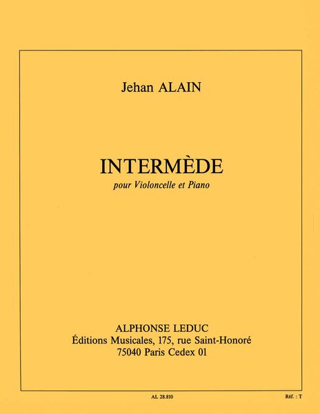 Intermede : Pour Violoncelle Et Piano - transcribed by The Composer.
