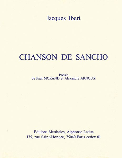 Chanson De Sancho : For Voice and Piano.