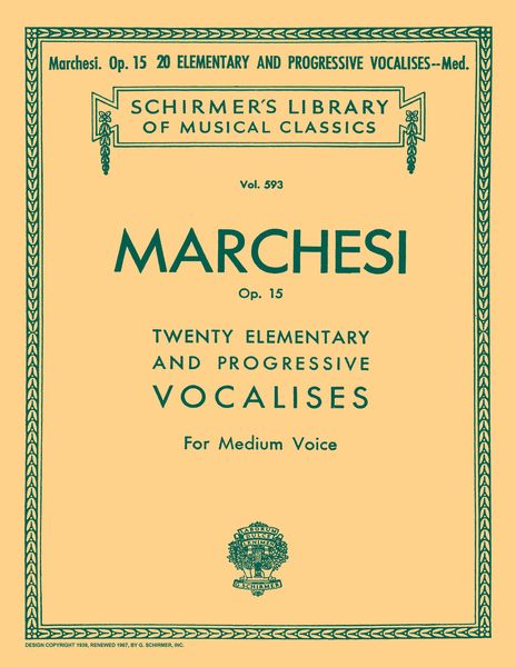 20 Elementary and Progressive Vocalises, Op. 15 : For Medium Voice.