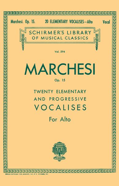 20 Elementary and Progressive Vocalises, Op. 15 : For Low Voice.