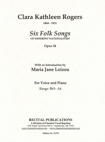 Six Folk Songs of Different Nationalities : For Voice and Piano.