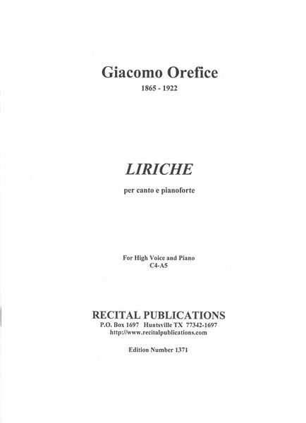 Liriche : Four Songs For High Voice and Piano.