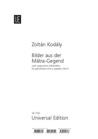 Bilder Aus der Matra-Gegend : Für Gemischten Chor A Cappella.