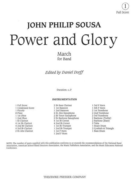 Power and Glory March : For Concert Band / arranged by Daniel Dorff.