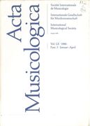 Acta Musicologica, Vol. LX, Fasc. I.