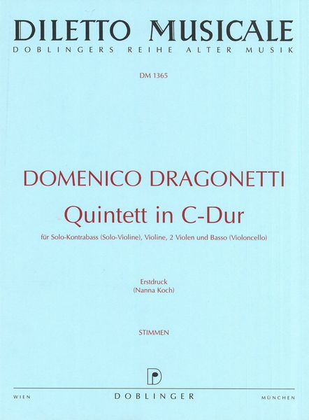 Quintett In C-Dur : Für Solo-Kontrabass (Solo-Violine), Violine, 2 Violen Und Basso (Violoncello).