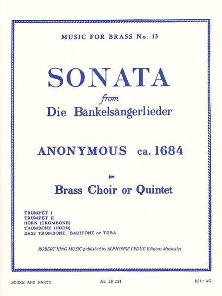 Sonata From Die Bankelsangerlieder : For Brass Choir Or Quintet.