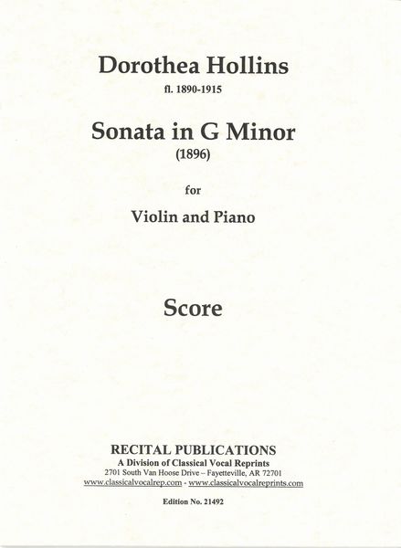 Sonata In G Minor : For Violin and Piano (1896).