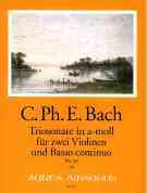 Trio Sonate In A-Moll, Wq 156 : Für Zwei Violinen und Basso Continuo / edited by Bernhard Päuler.