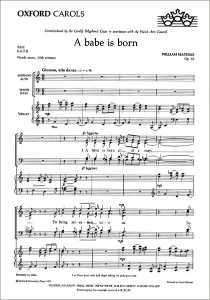 Babe Is Born : For SATB and Organ Or Piano Duet Or Orchestra.