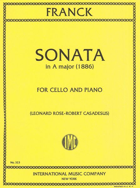 Sonata In A Major : For Violoncello and Piano.