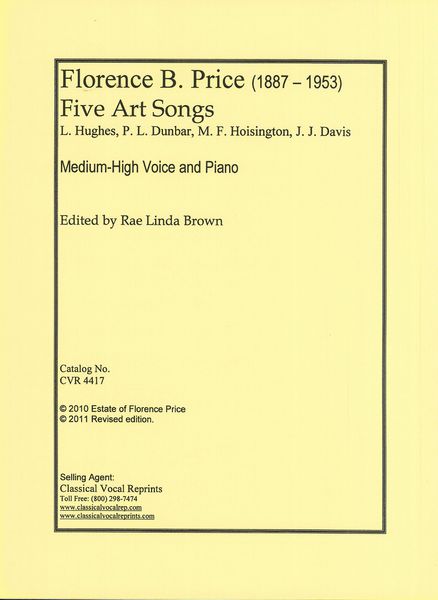 Five Art Songs : For Medium-High Voice and Piano / edited by Rae Linda Brown.