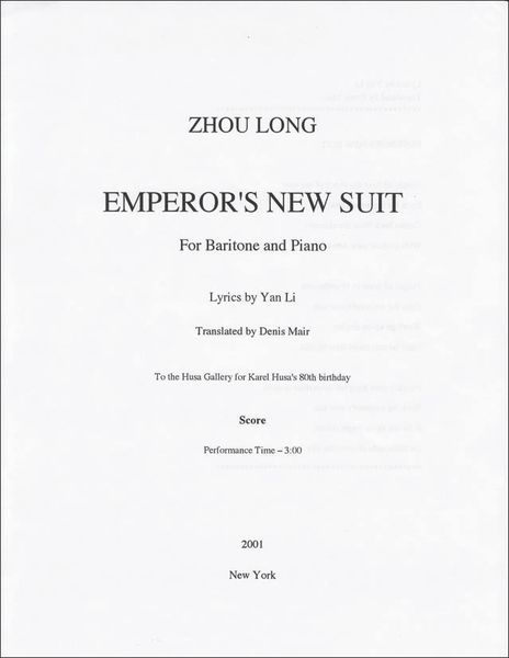 The Emperor's New Suit : For Baritone and Piano (2001).