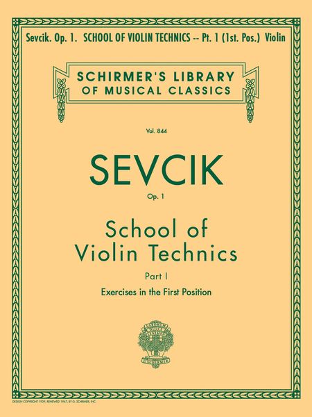 School Of Violin Technics, Op. 1 : Vol. 1.