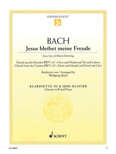 Jesus Bleibet Meine Freude = Jesu, Joy of Man's Desiring : For Clarinet and Piano.