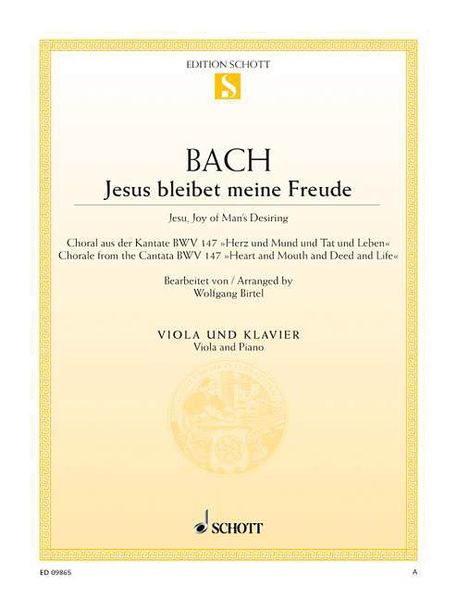 Jesus Bleibet Meine Freude = Jesu, Joy of Man's Desiring : For Viola and Piano.