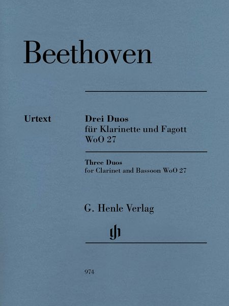 Drei Duos, WoO 27 : Für Klarinette und Fagott / edited by Egon Voss.