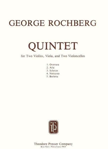 Quintet : For Two Violins, Viola and Two Violoncellos.