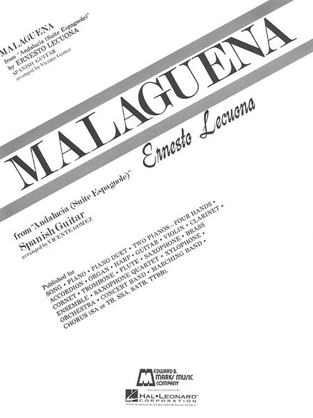Malaguena : For Guitar / transcribed by Vincent Gomez.